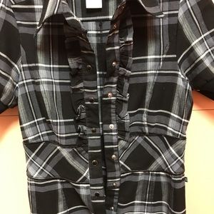 Black & White plaid button up dress